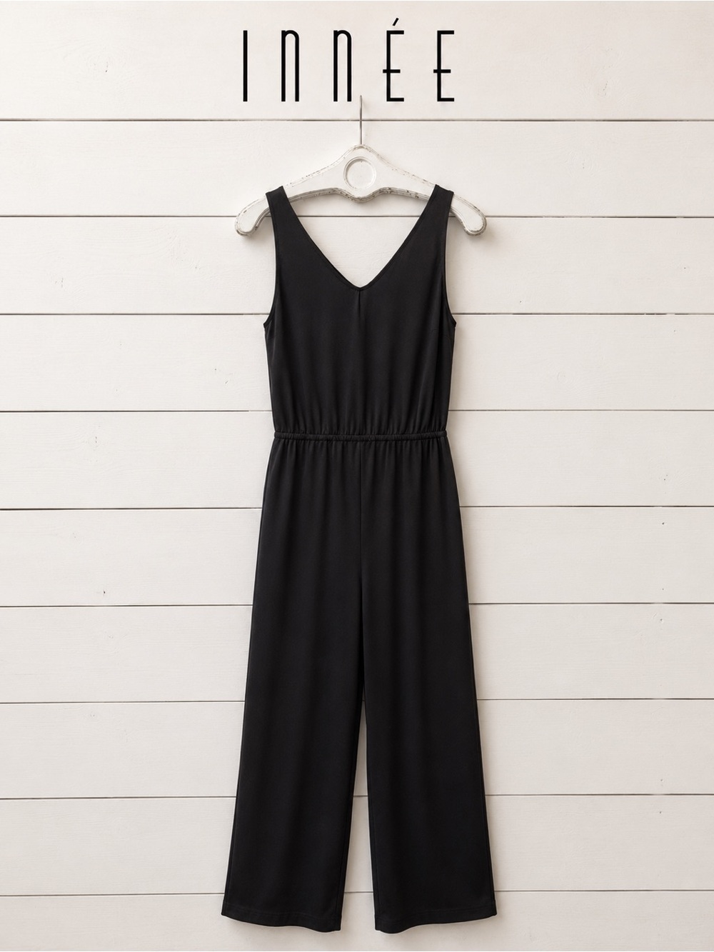 INNÉE Black Sleeveless Wide Leg Jumpsuit Size XL